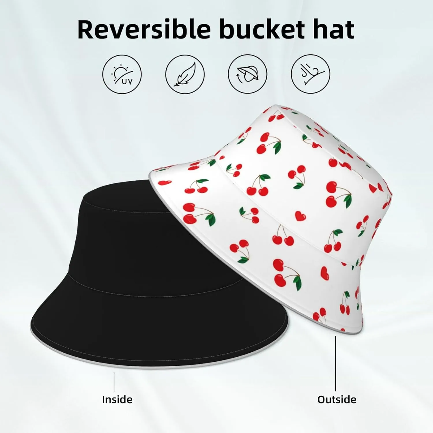 Cute Panda Bucket Hat for Women Men Teens Double-Side-Wear Reversible Summer Beach Sun Hat Packable Fisherman Cap