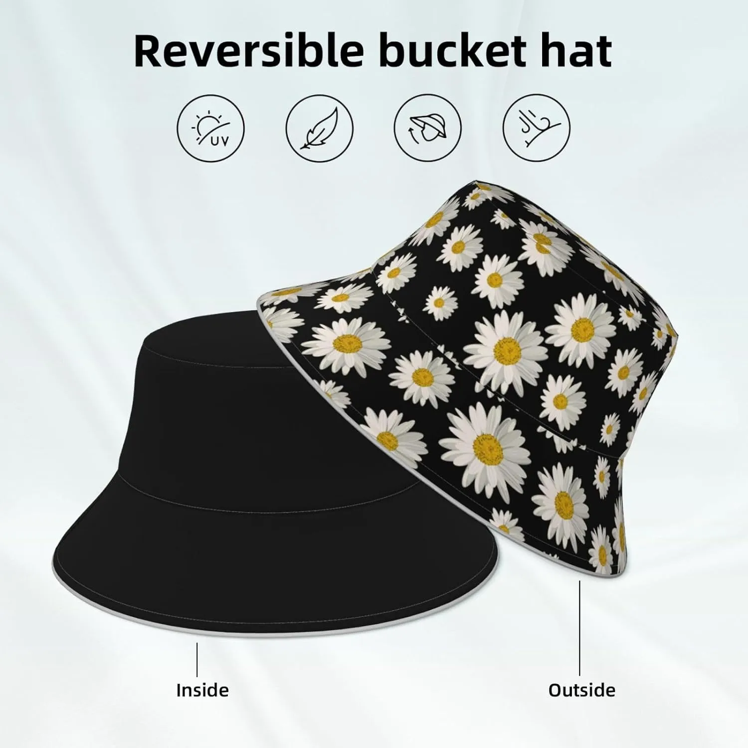 Cute Panda Bucket Hat for Women Men Teens Double-Side-Wear Reversible Summer Beach Sun Hat Packable Fisherman Cap