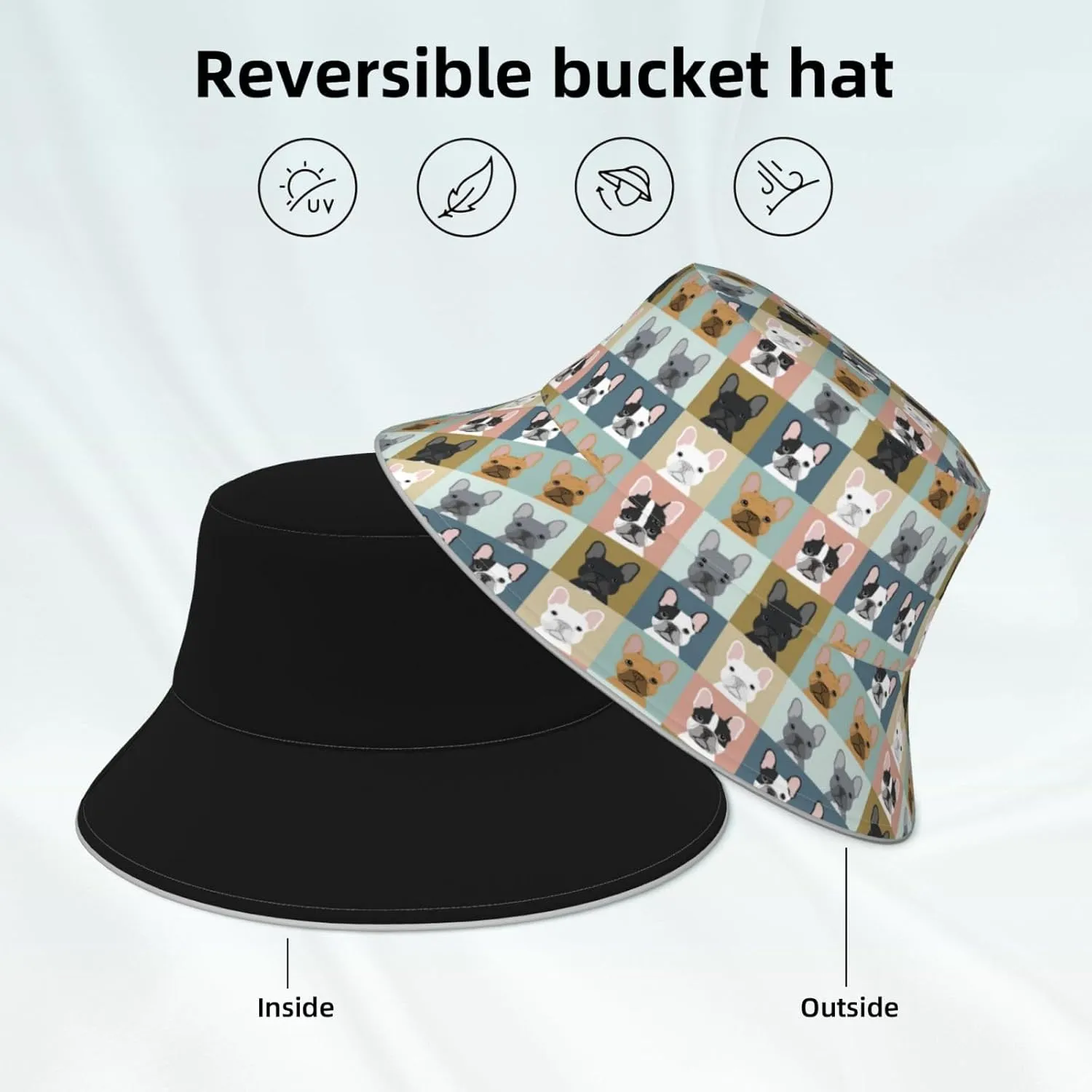 Cute Panda Bucket Hat for Women Men Teens Double-Side-Wear Reversible Summer Beach Sun Hat Packable Fisherman Cap