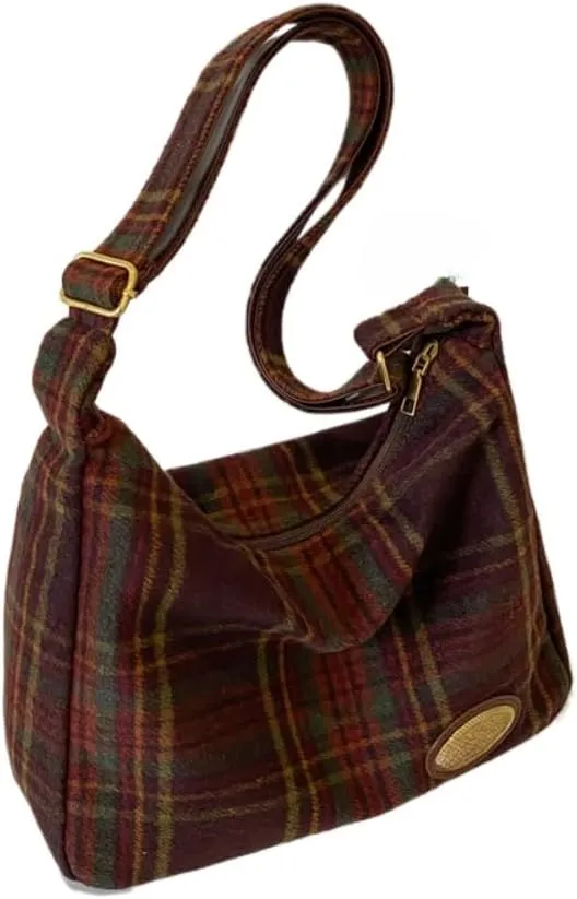 Cute Tote Bag Aesthetic Canvas Bag Y2k Crossbody Purses Vintage Crossbody Bags Gingham Emo Grunge