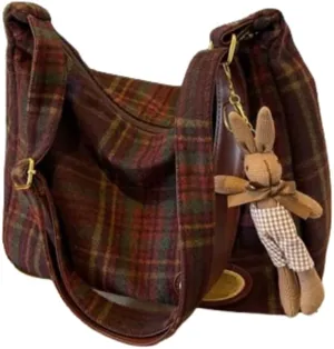 Cute Tote Bag Aesthetic Canvas Bag Y2k Crossbody Purses Vintage Crossbody Bags Gingham Emo Grunge