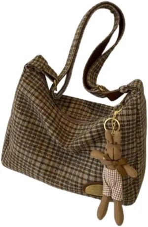 Cute Tote Bag Aesthetic Canvas Bag Y2k Crossbody Purses Vintage Crossbody Bags Gingham Emo Grunge