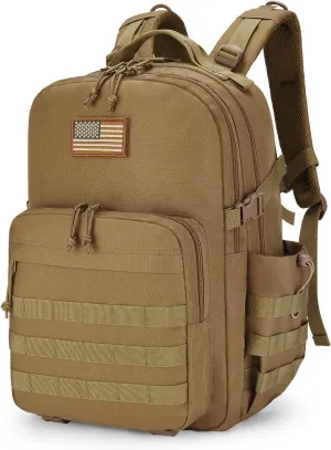 CVLIFE Military Travel Backpack for Men 40L Tactical Work Backpack Molle Rucksack Large Bookbag Army Day Pack with Bottle Holder for Women Outdoor Camping Sport Hiking Trekking Everyday Carry, Tan