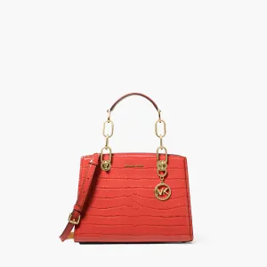 Cynthia Small Crocodile Embossed Leather Satchel