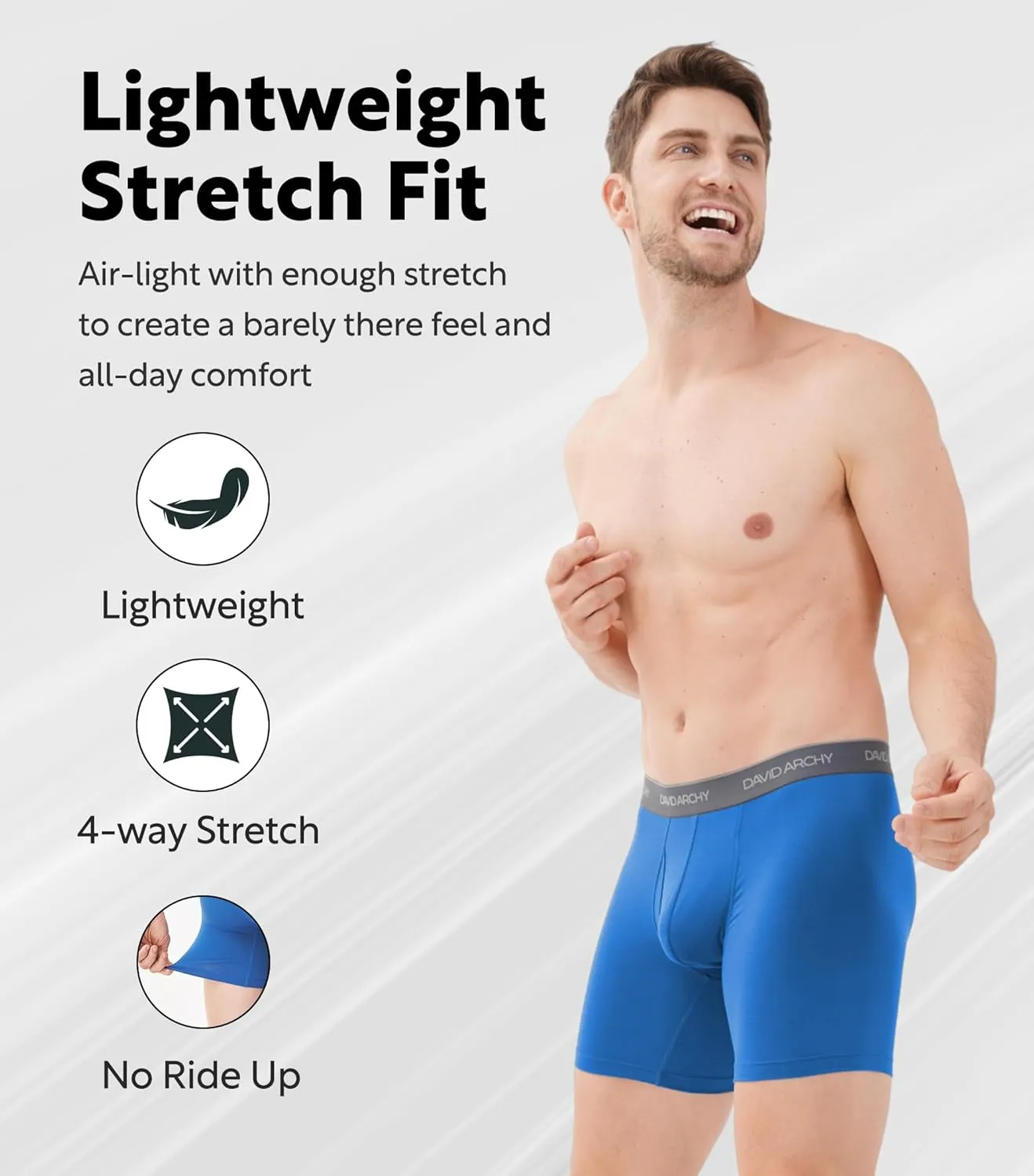 DAVID ARCHY Mens Underwear Wicking-Moisture Cooling Rayon Made From Bamboo Boxer Briefs with Support Pouch Fly 4 or 7 Pack