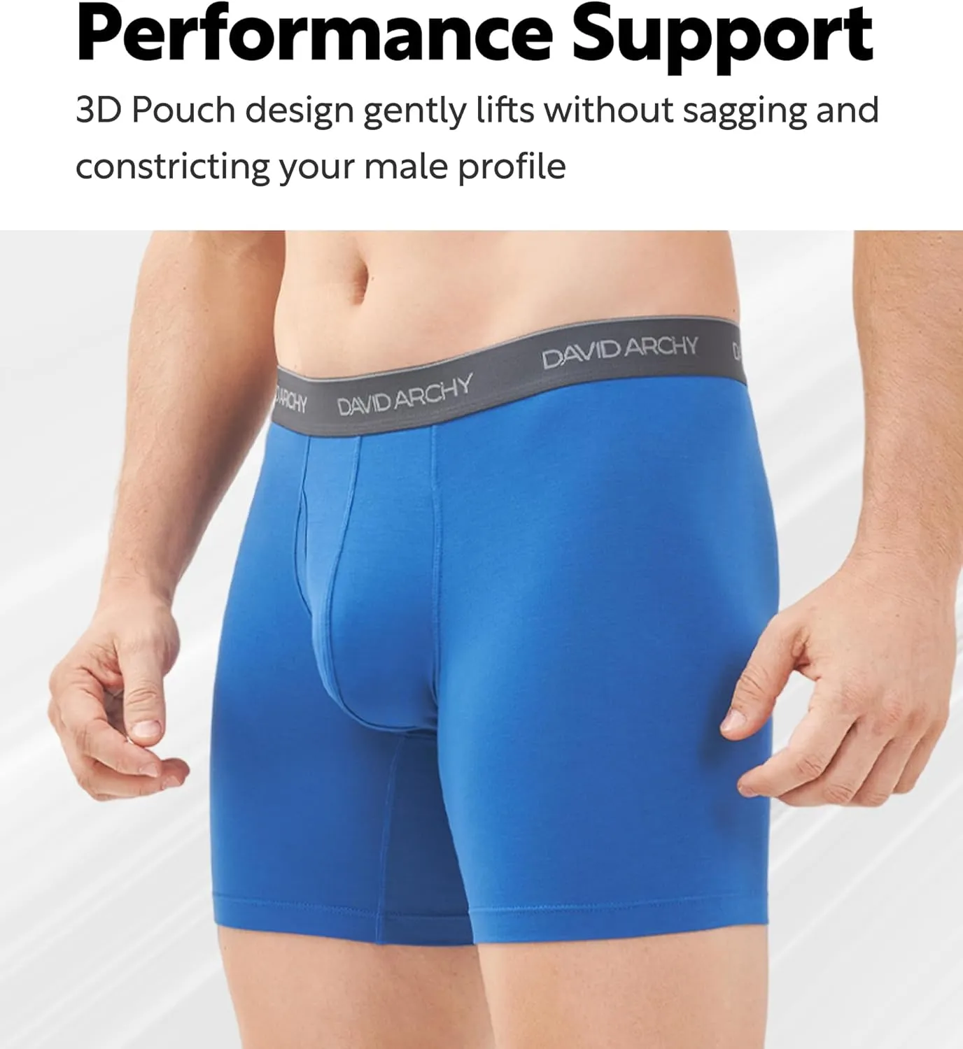 DAVID ARCHY Mens Underwear Wicking-Moisture Cooling Rayon Made From Bamboo Boxer Briefs with Support Pouch Fly 4 or 7 Pack