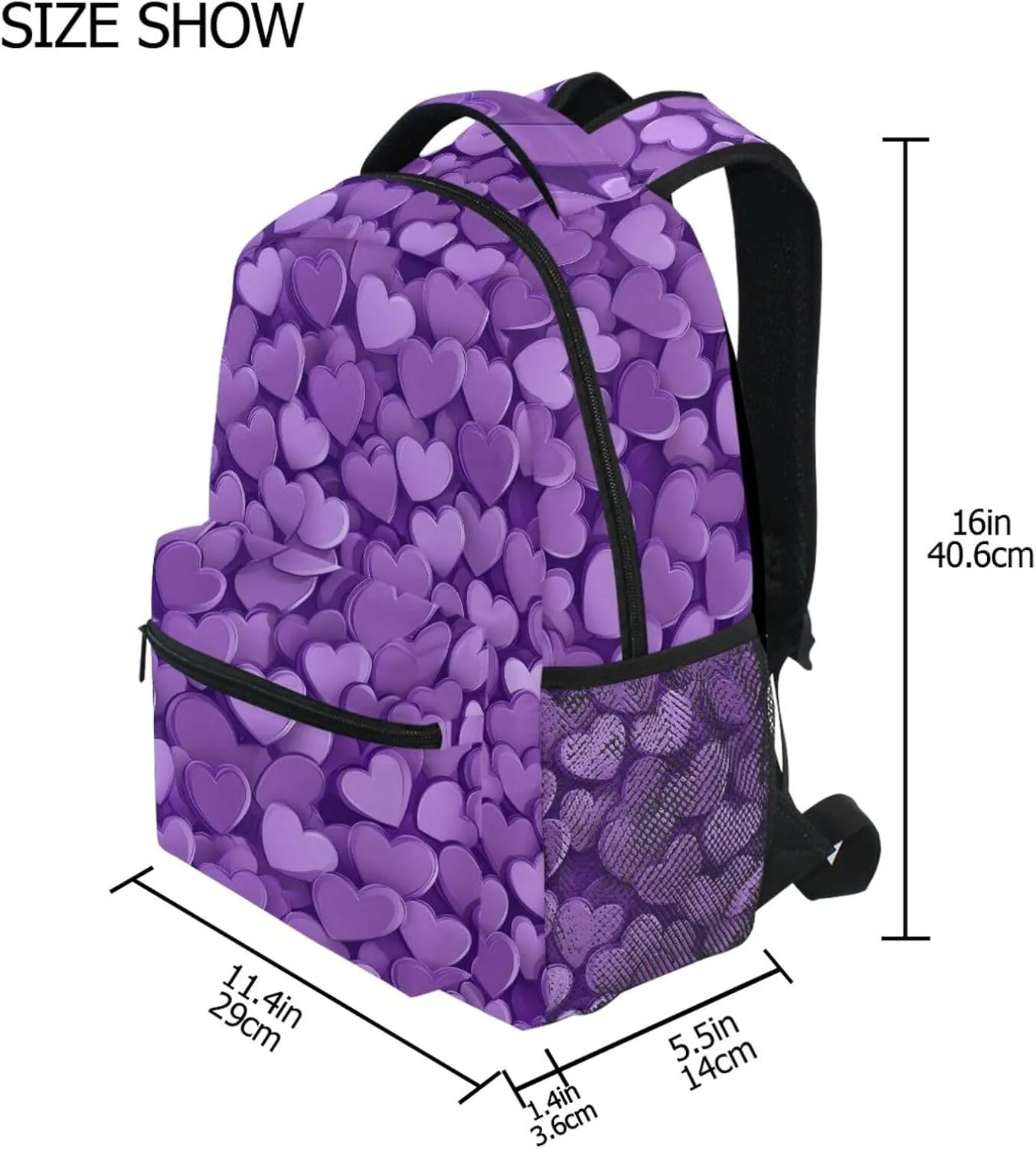 Day Backpack for Teacher Nurse Waterproof Stylish Travel Bags with Chest Strap for Travel Trip Purple Heart Day Purple Heart