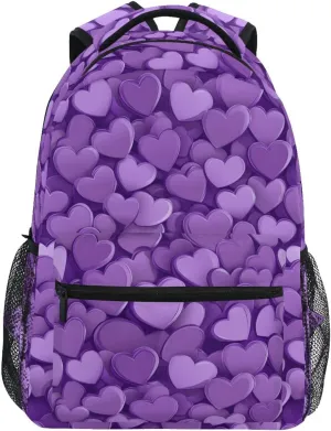 Day Backpack for Teacher Nurse Waterproof Stylish Travel Bags with Chest Strap for Travel Trip Purple Heart Day Purple Heart