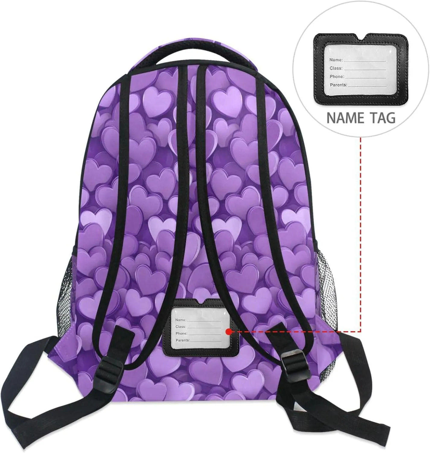 Day Backpack for Teacher Nurse Waterproof Stylish Travel Bags with Chest Strap for Travel Trip Purple Heart Day Purple Heart