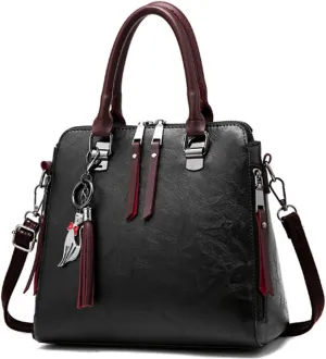 Dayfine Women Handbags Leather Satchel Tote Bags Top Handle Handbag Shoulder Bag Zip Purses Crossbody Bag Cute Cat Pendant