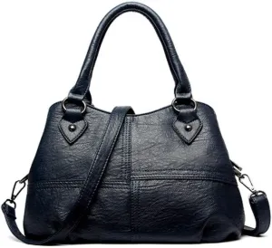 Dayfine Women's Soft Leather Stitching Three-layer Middle-aged Mother Shoulder Bag Oblique Satchel