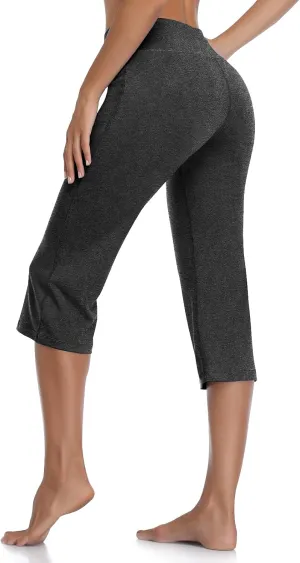 DAYOUNG Bootcut Yoga Pants for Women Tummy Control Workout Bootleg Pants High Waist 4 Way Stretch Pants