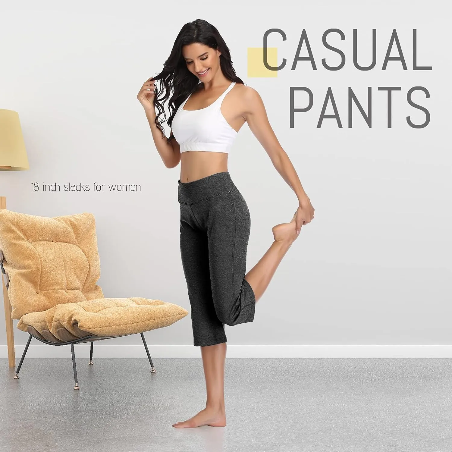 DAYOUNG Bootcut Yoga Pants for Women Tummy Control Workout Bootleg Pants High Waist 4 Way Stretch Pants