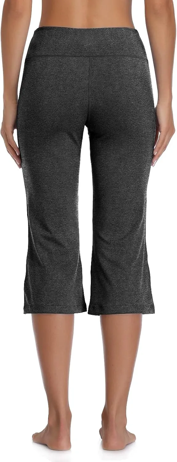 DAYOUNG Bootcut Yoga Pants for Women Tummy Control Workout Bootleg Pants High Waist 4 Way Stretch Pants