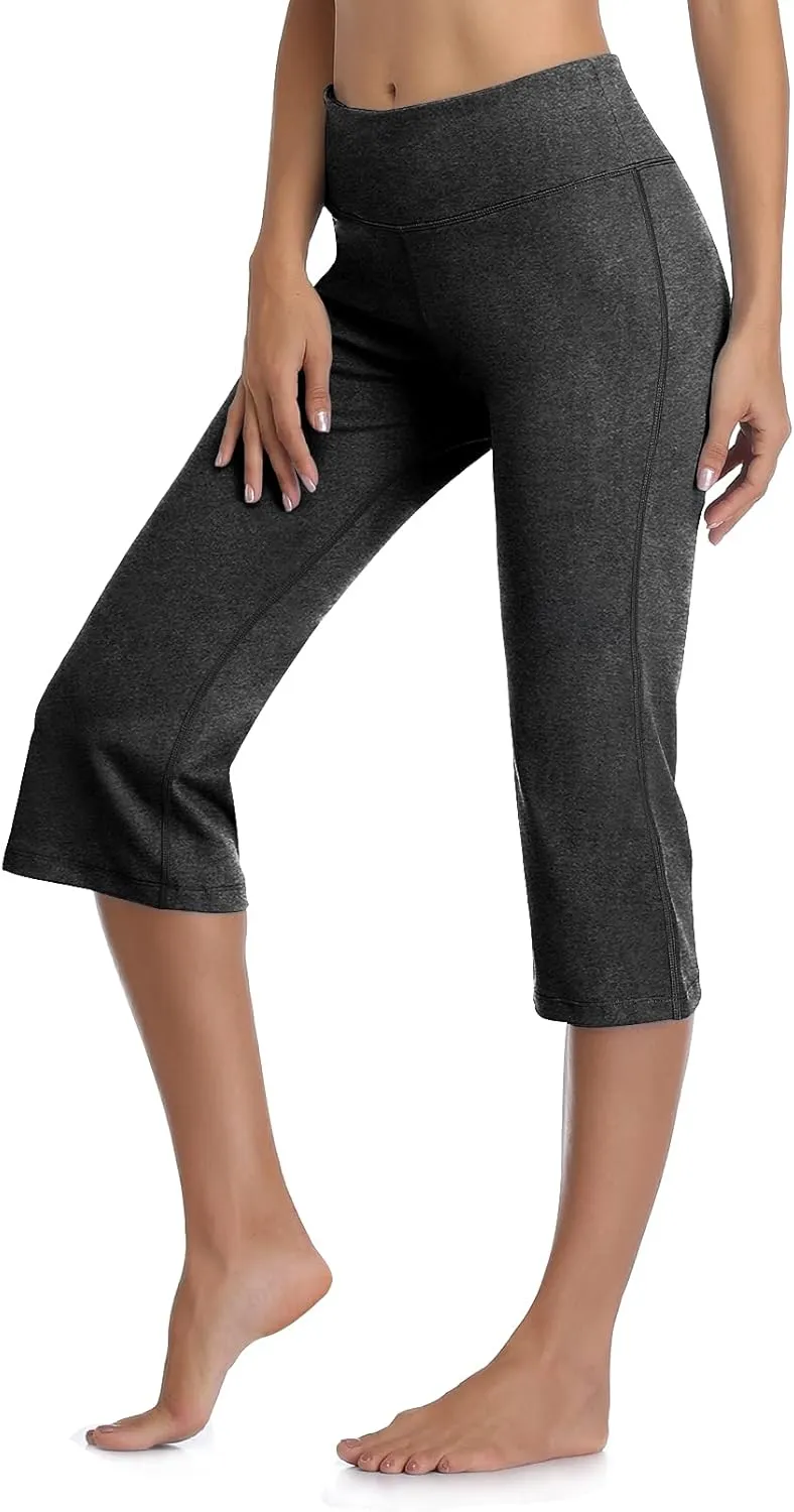 DAYOUNG Bootcut Yoga Pants for Women Tummy Control Workout Bootleg Pants High Waist 4 Way Stretch Pants