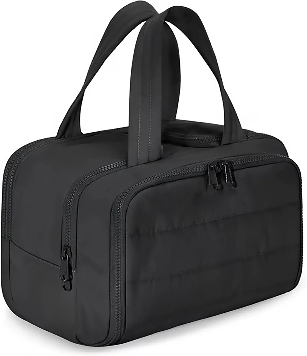 Decisive Makeup Bag, Large Capacity Wide-Open Travel Cosmetic Bag, Standing Makeup Bag – Portable, Large Capacity, Waterproof Portable Puffy Toiletry Bag Organizer With Handle for Women (Black)