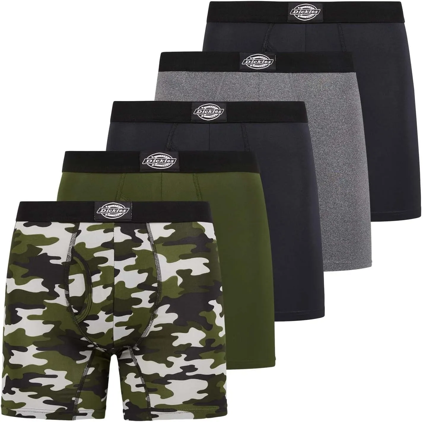 Dickies 5 Pack Mens Boxer Briefs With Pouch, Moisture Wicking Performance Underwear For Men