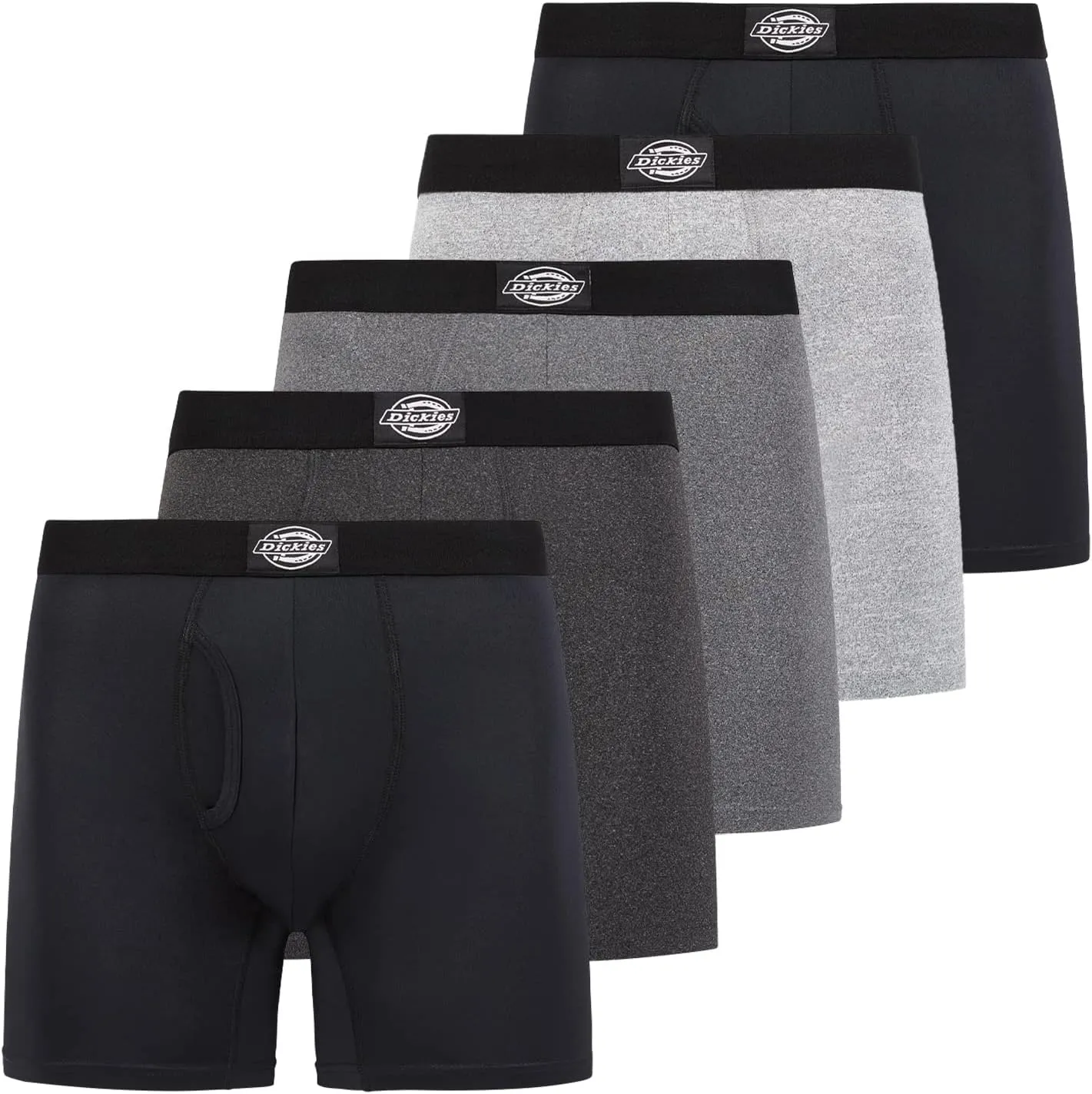 Dickies 5 Pack Mens Boxer Briefs With Pouch, Moisture Wicking Performance Underwear For Men