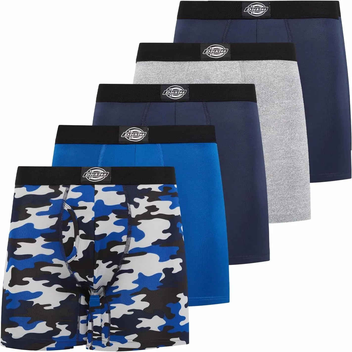 Dickies 5 Pack Mens Boxer Briefs With Pouch, Moisture Wicking Performance Underwear For Men