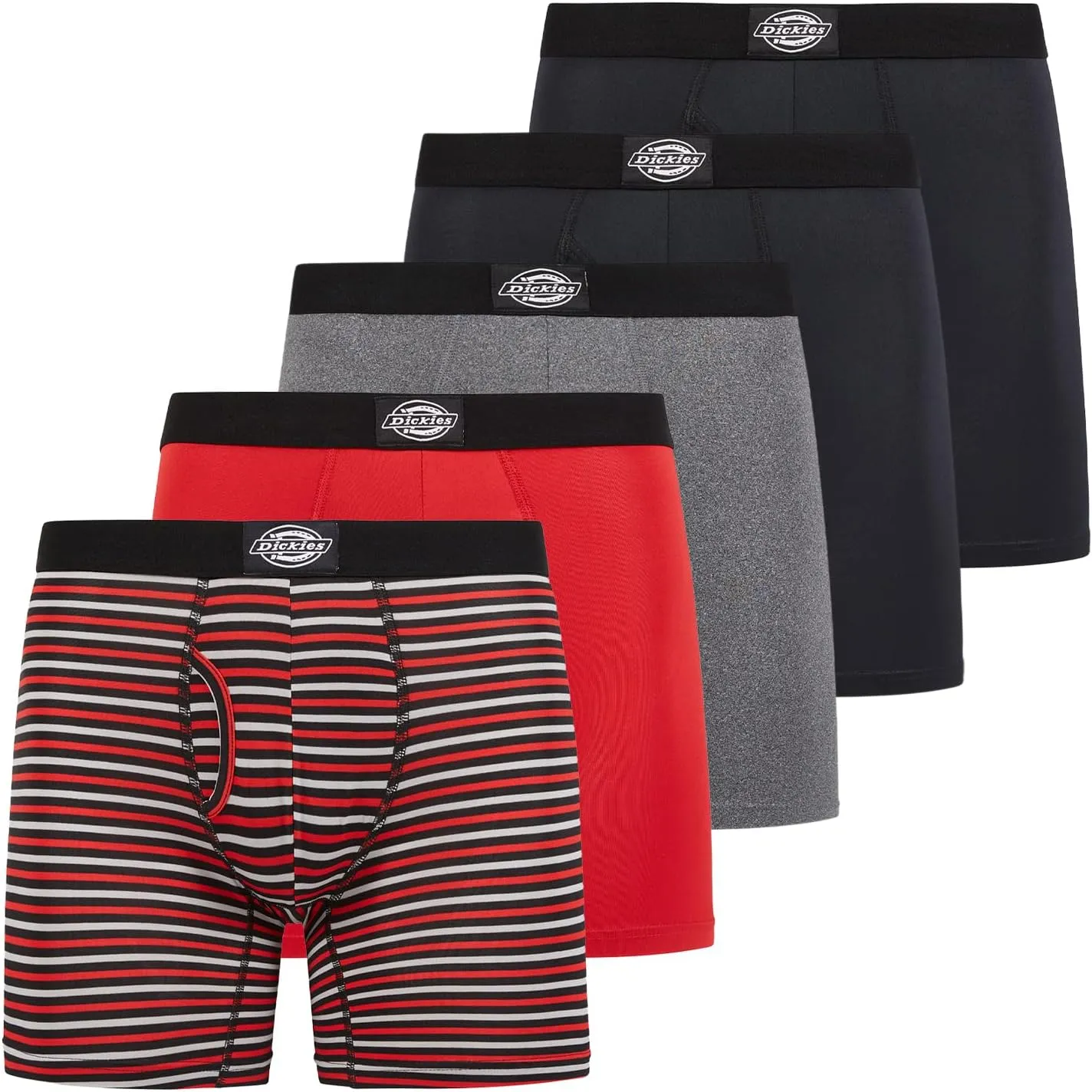 Dickies 5 Pack Mens Boxer Briefs With Pouch, Moisture Wicking Performance Underwear For Men