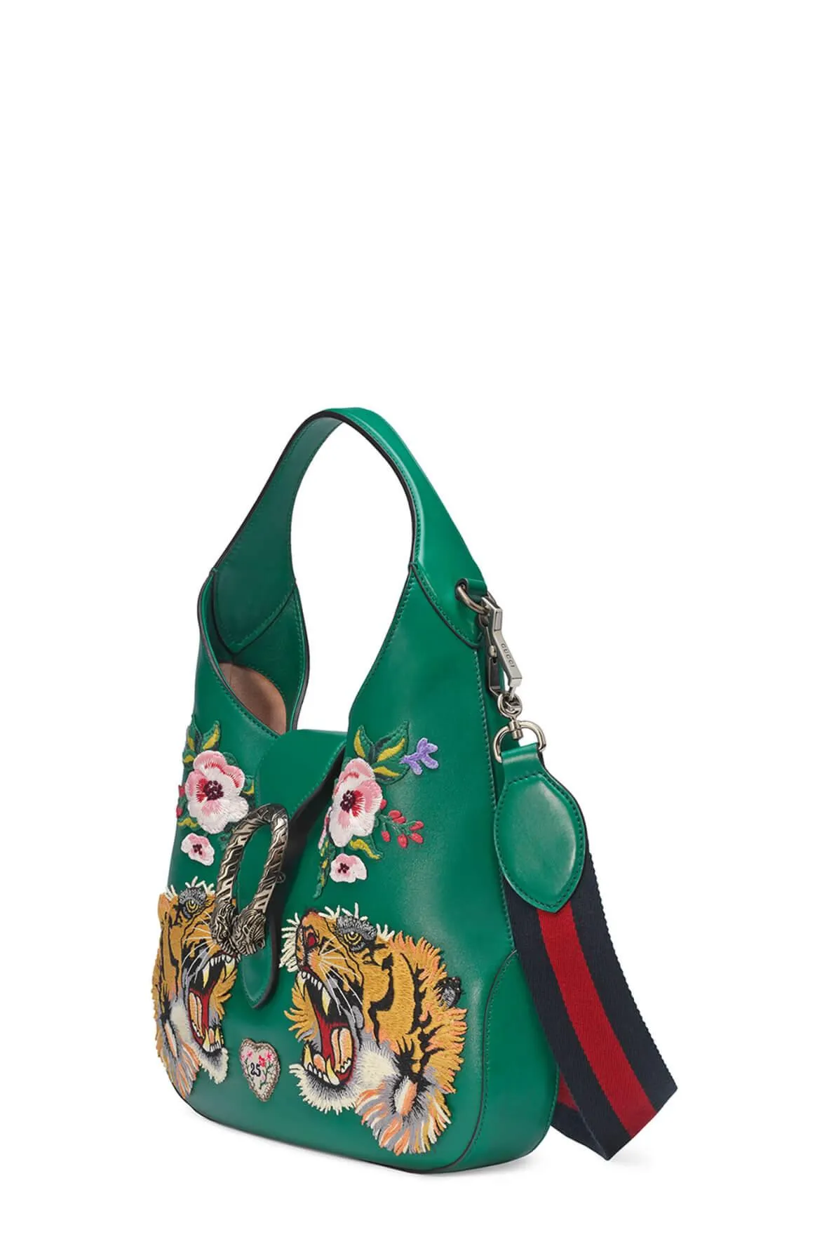 Dionysus Small Embroidered Tigers Hobo Bag Green
