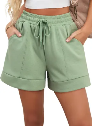 Dokotoo Women's Air Layer Casual Comfy Moisture Wicking Drawstring Shorts with Pockets