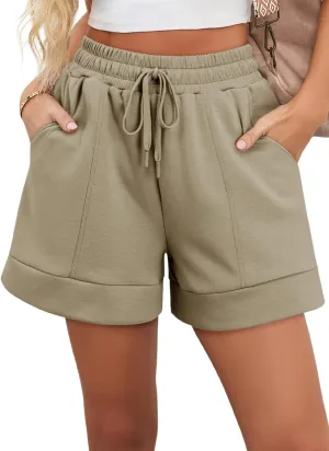 Dokotoo Women's Air Layer Casual Comfy Moisture Wicking Drawstring Shorts with Pockets