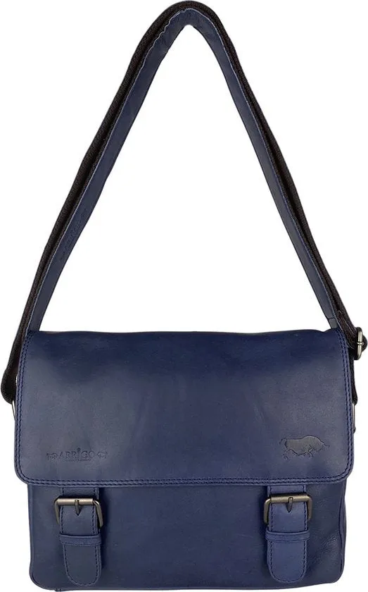 Donkerblauwe leren schoudertas voor dames – stijlvolle messenger bag, perfect als crossbody tas voor dagelijks gebruik.