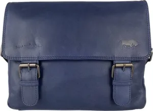 Donkerblauwe leren schoudertas voor dames – stijlvolle messenger bag, perfect als crossbody tas voor dagelijks gebruik.