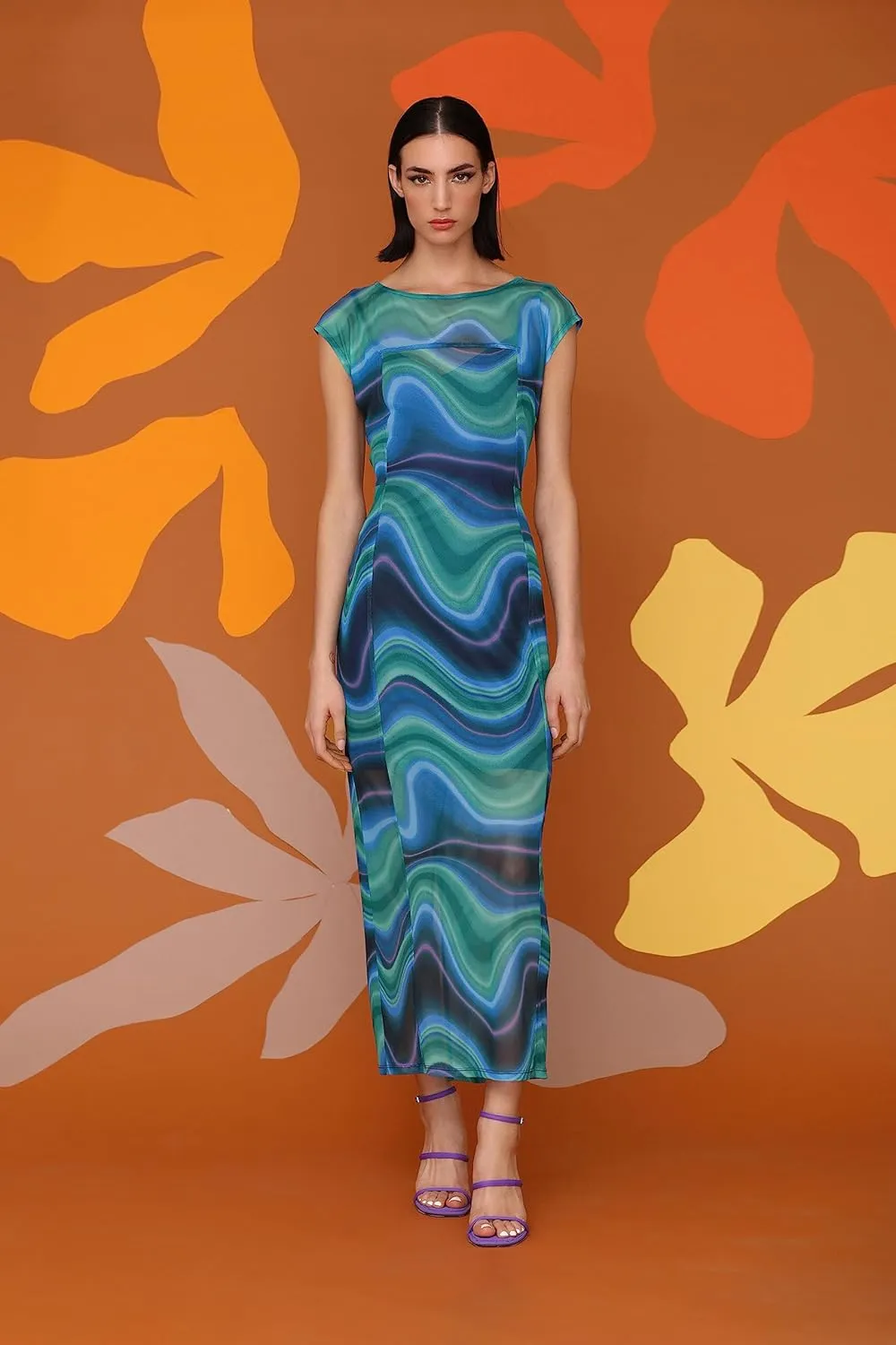 Donna Morgan Women's Power Mesh Maxi Event Party Guest of