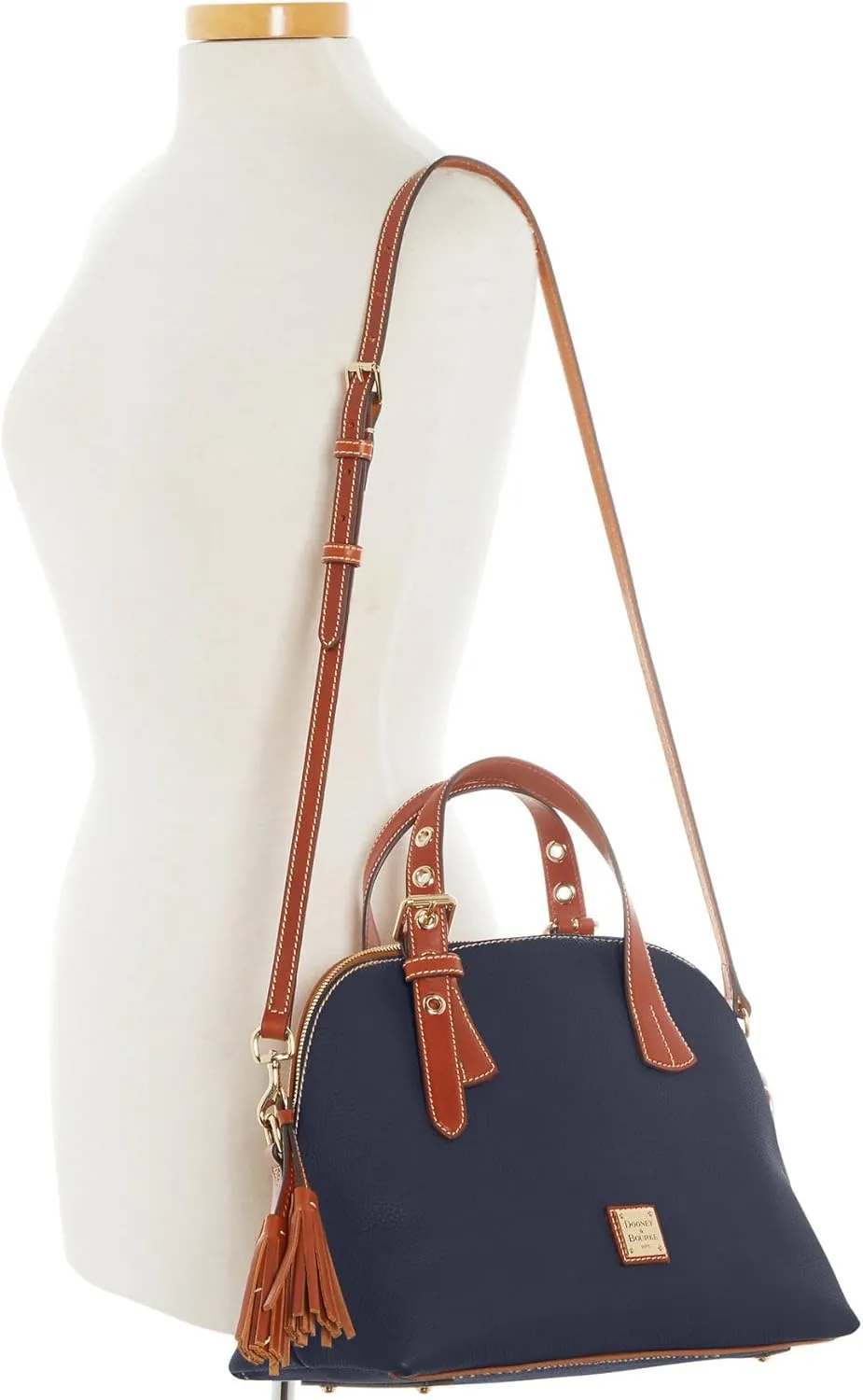 Dooney & Bourke Leather Satchel Bags for Women, Pebble Grain Aubrey Small Satchel Handbag with Crossbody Strap