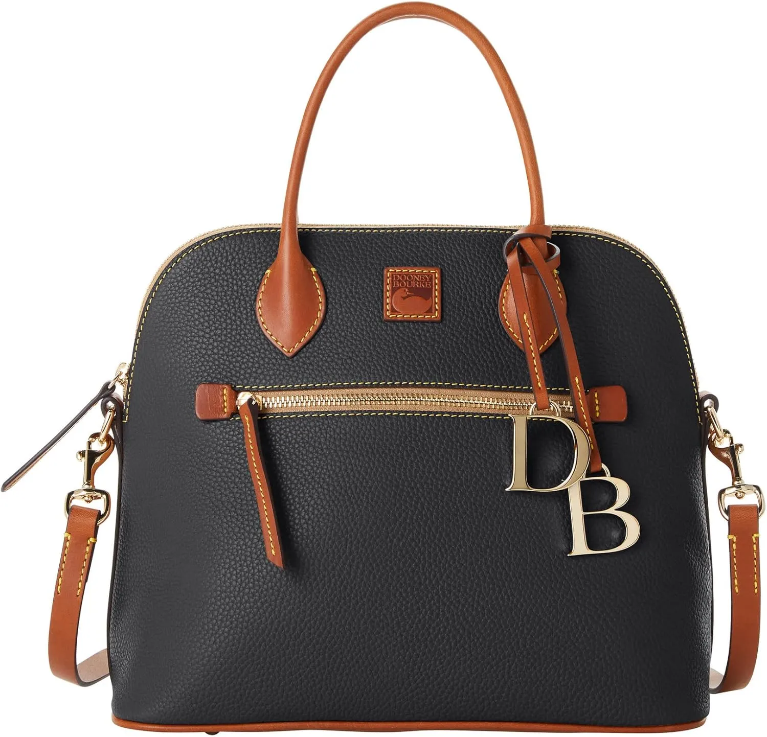 Dooney & Bourke Satchel Bags for Women, Pebble Grain Leather Domed Satchel Handbag with Optional Crossbody Bag Strap