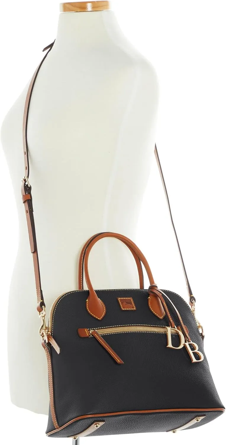 Dooney & Bourke Satchel Bags for Women, Pebble Grain Leather Domed Satchel Handbag with Optional Crossbody Bag Strap