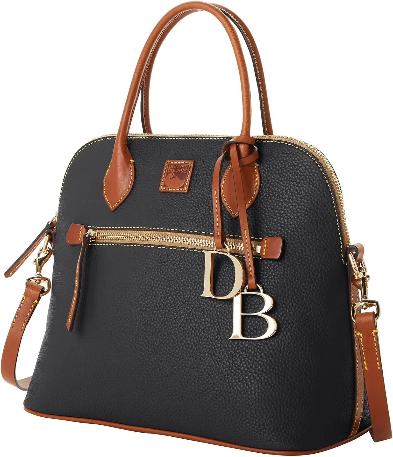 Dooney & Bourke Satchel Bags for Women, Pebble Grain Leather Domed Satchel Handbag with Optional Crossbody Bag Strap