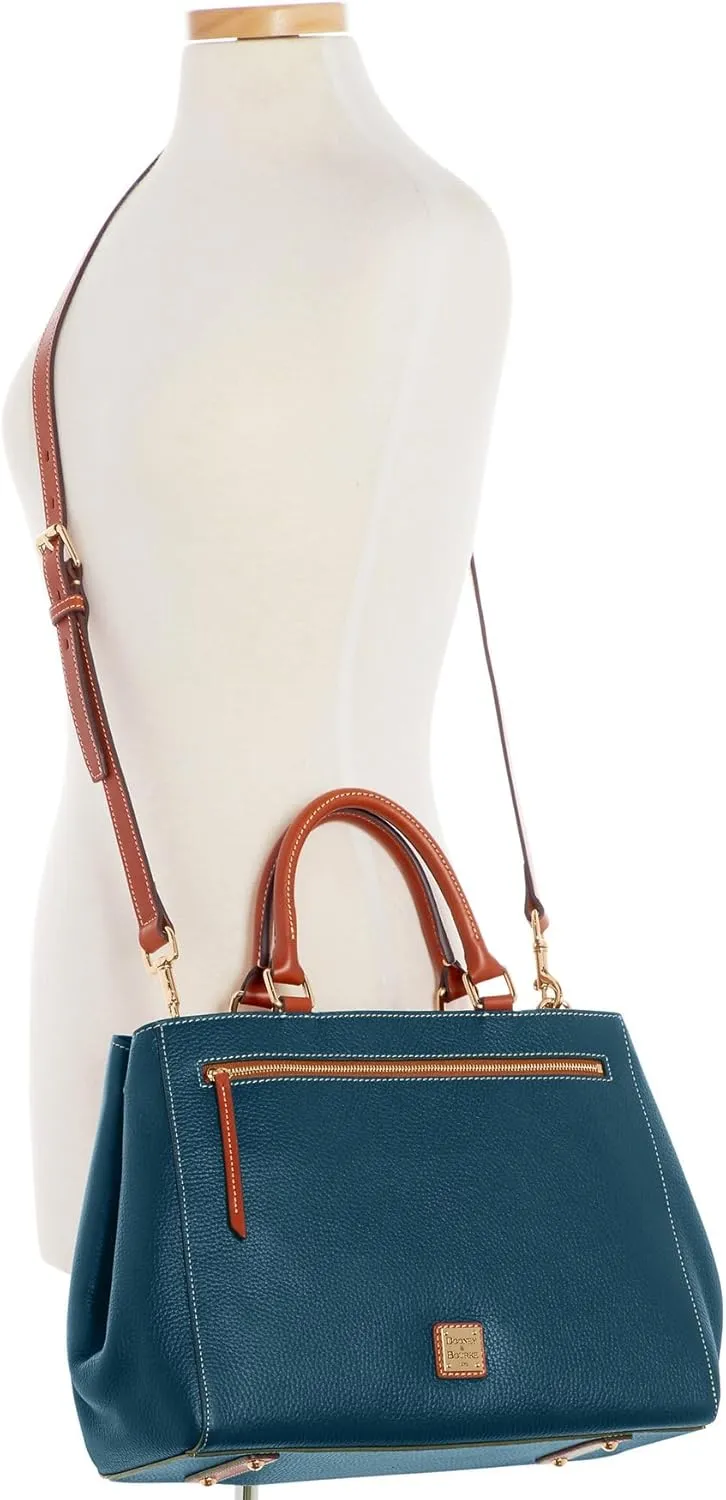 Dooney & Bourke Satchel Bags for Women, Pebble Grain Leather Zip Satchel Handbag with Crossbody Strap