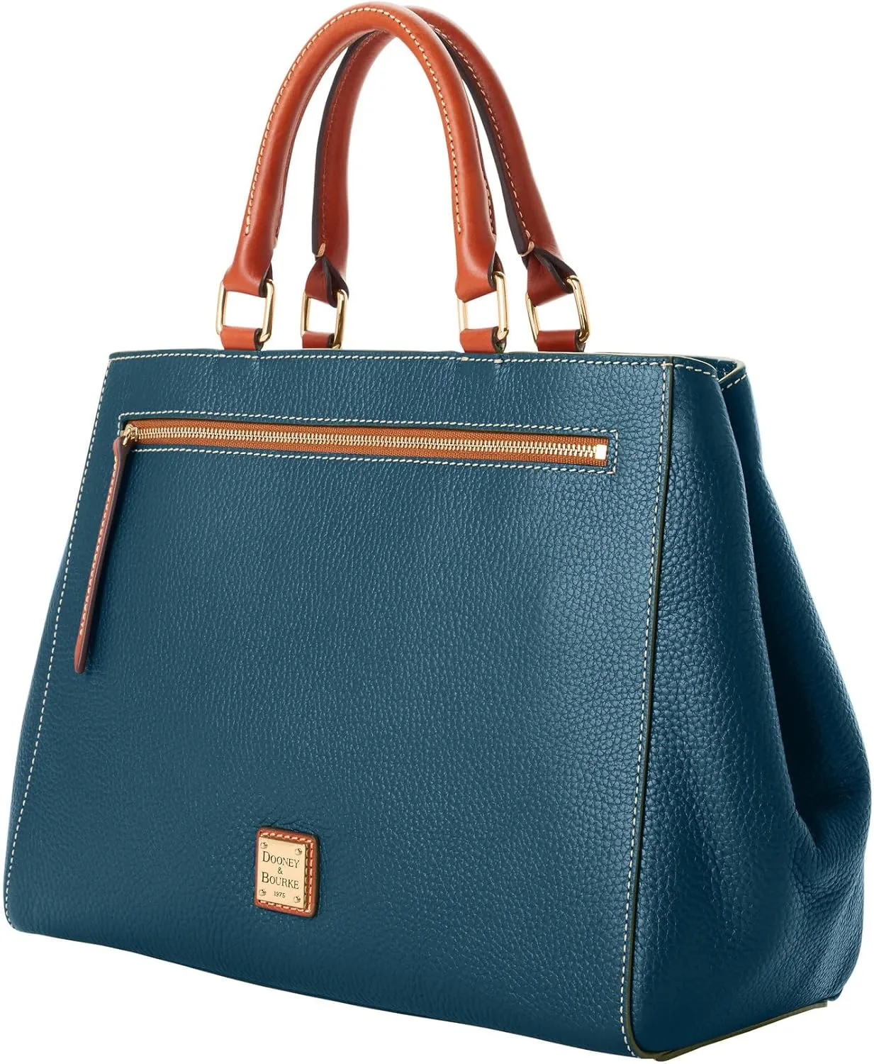 Dooney & Bourke Satchel Bags for Women, Pebble Grain Leather Zip Satchel Handbag with Crossbody Strap