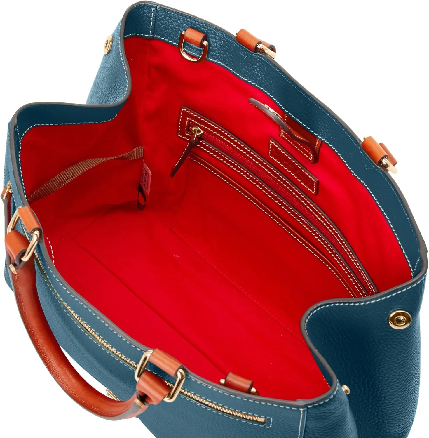 Dooney & Bourke Satchel Bags for Women, Pebble Grain Leather Zip Satchel Handbag with Crossbody Strap