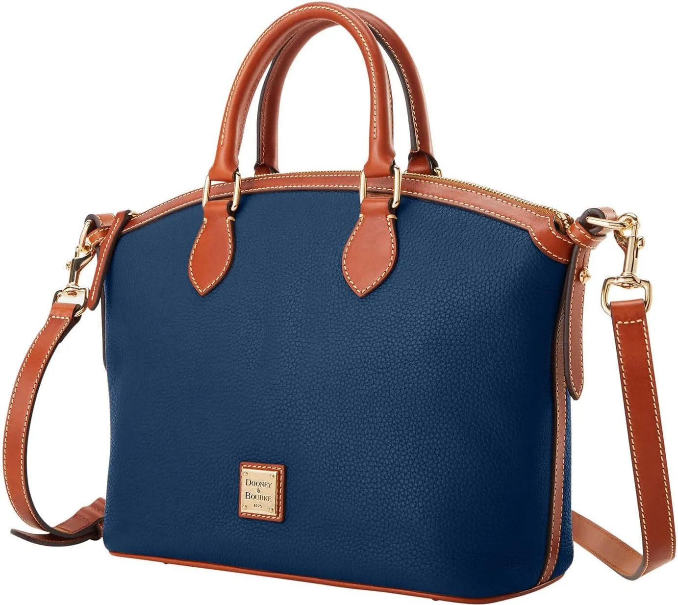 Dooney & Bourke Satchel Handbags for Women, Domed Leather Satchel Bag with Top Handles and Removable Crossbody Strap