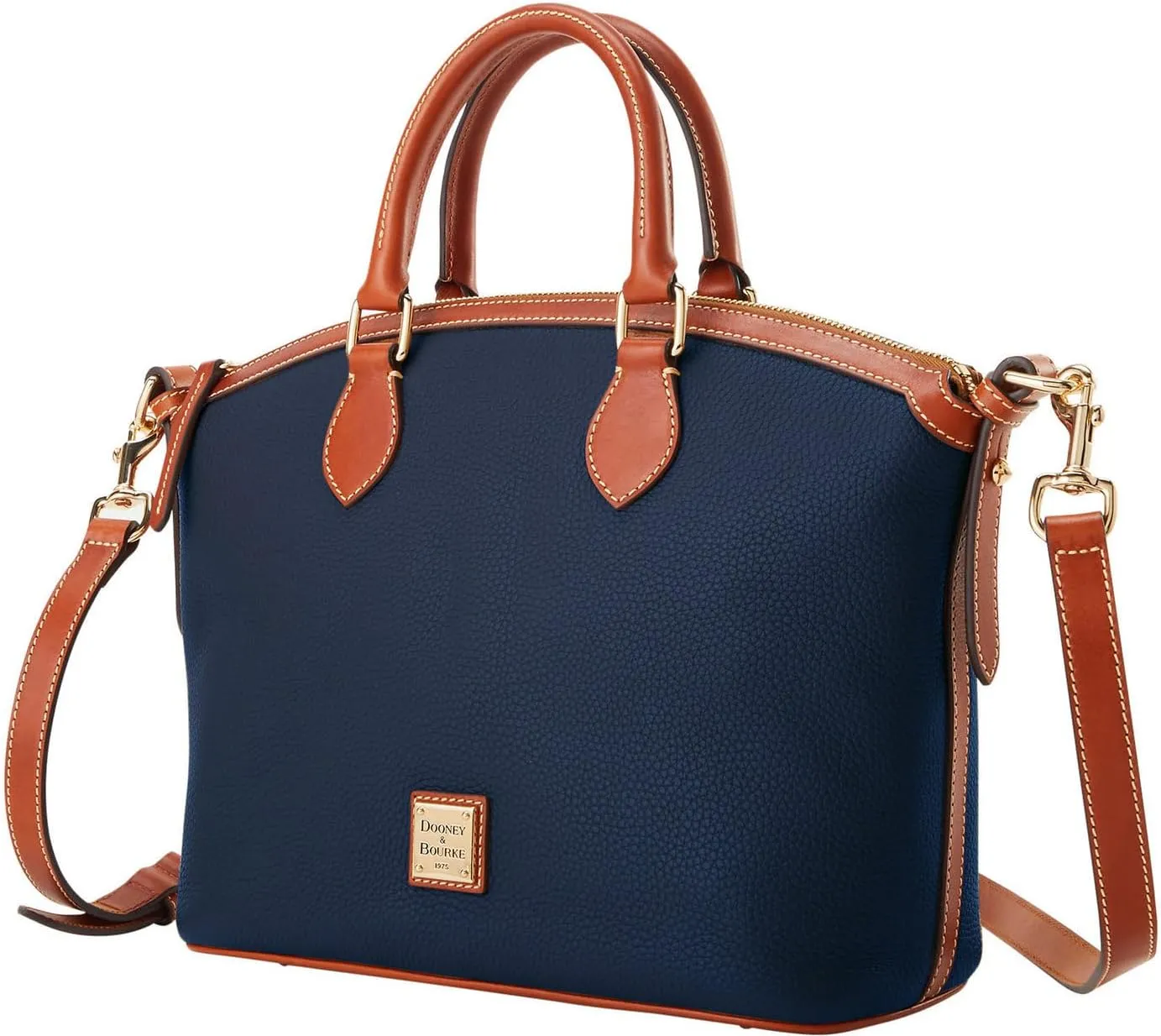 Dooney & Bourke Satchel Handbags for Women, Domed Leather Satchel Bag with Top Handles and Removable Crossbody Strap