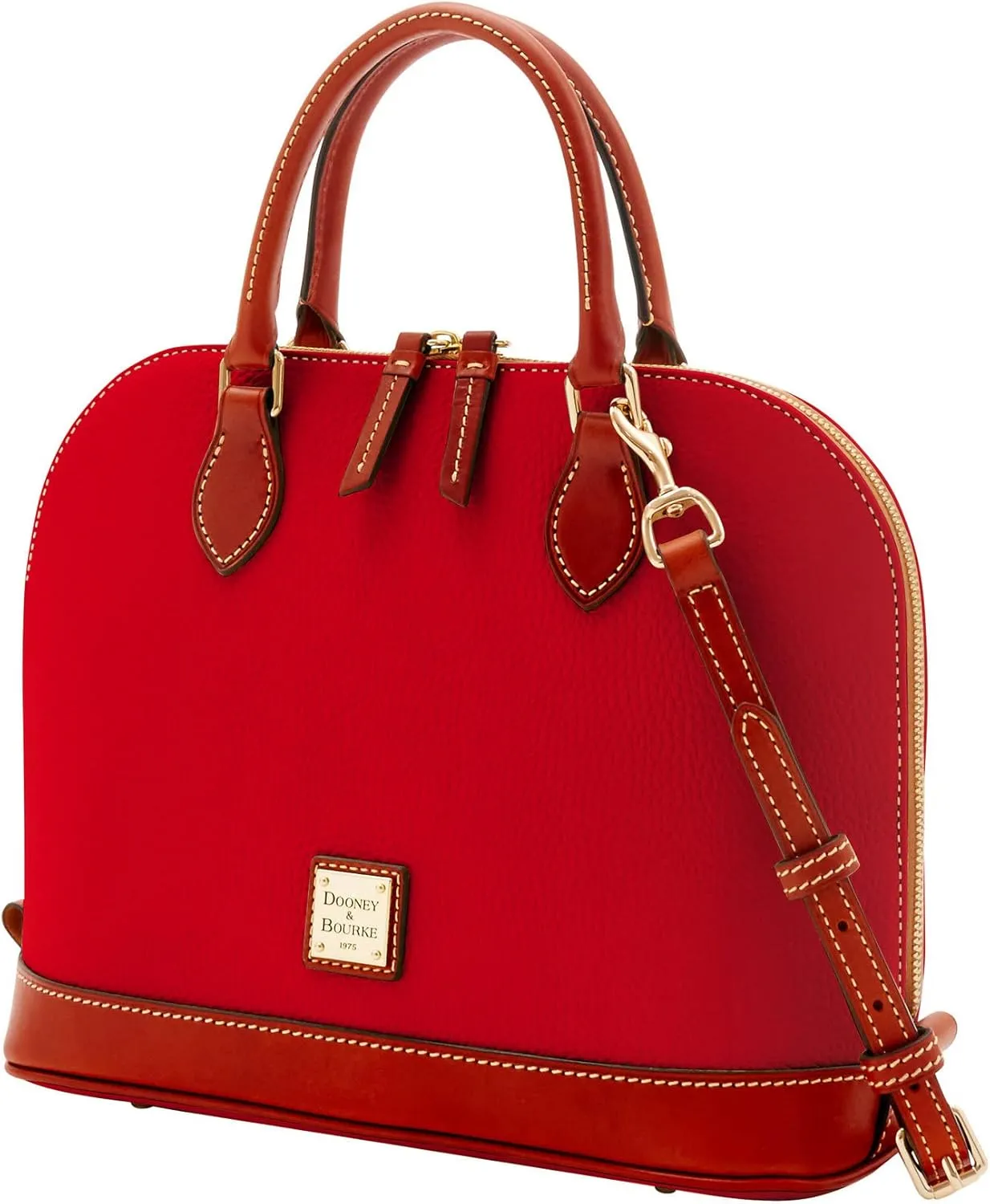 Dooney & Bourke Women's Zip Zip Satchel in Pebble Grain Leather, Large Handbag with Adjustable & Detachable Shoulder Strap