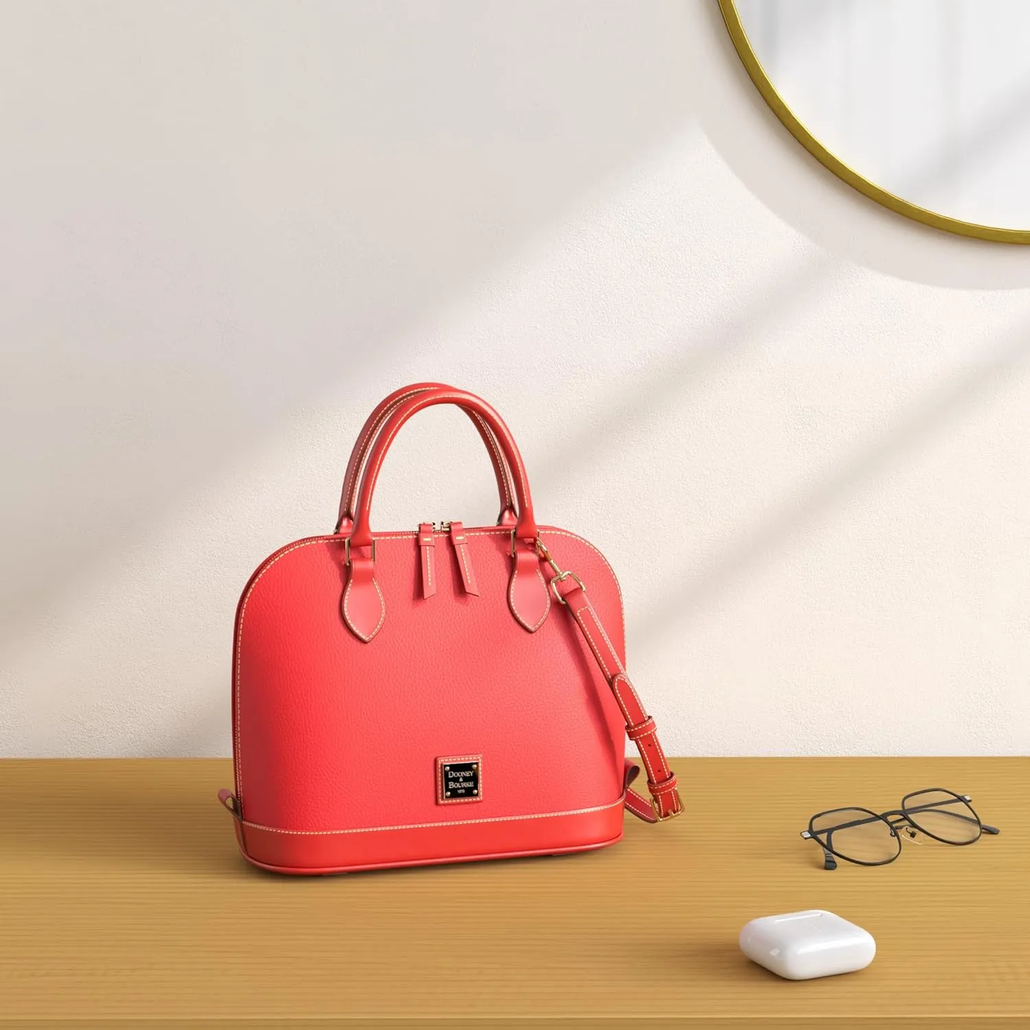Dooney & Bourke Women's Zip Zip Satchel in Pebble Grain Leather, Large Handbag with Adjustable & Detachable Shoulder Strap