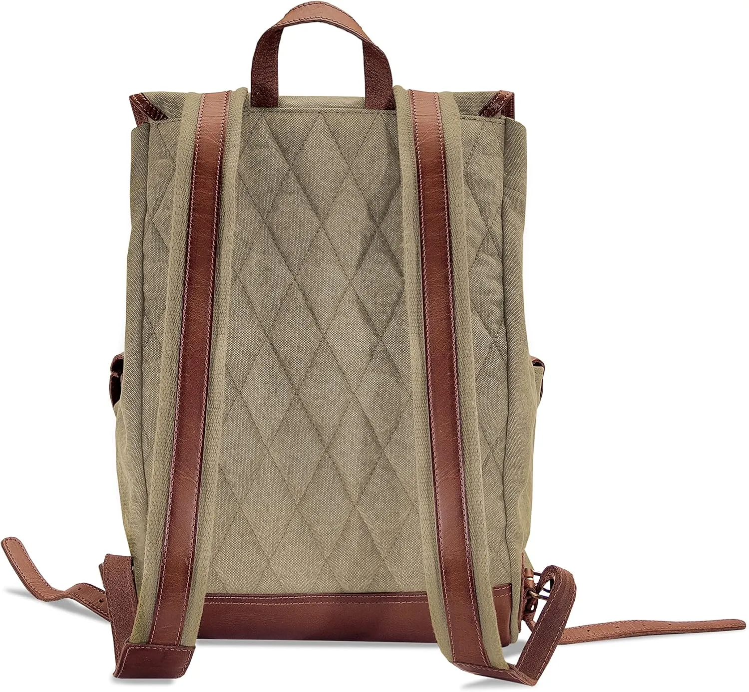 DRAKENSBERG Backpack 'Henrietta' - classy hiking and leisure daypack in retro vintage design, 13" laptop compartment, ladies, men, sustainably handmade, 20L, canvas, leather, khaki-beige, DR00107