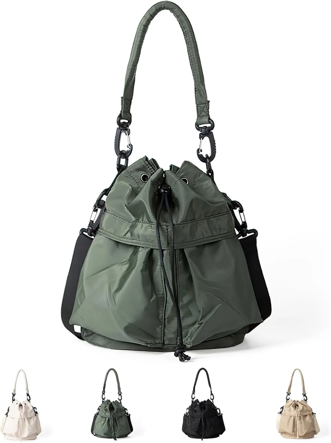 Drawstring Bucket Bag Nylon Crossbody Tote Bag Handbags for Women