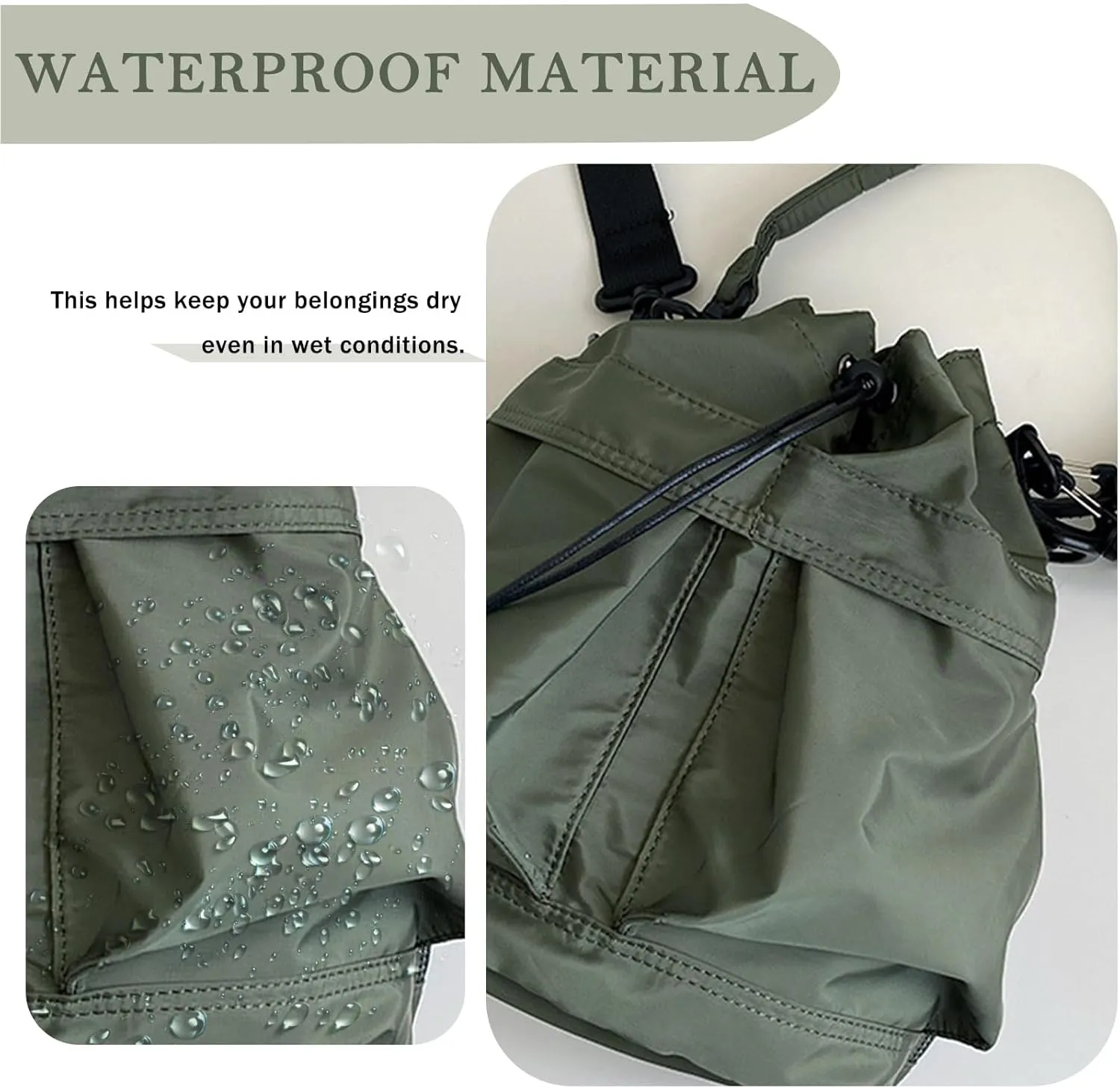 Drawstring Bucket Bag Nylon Crossbody Tote Bag Handbags for Women