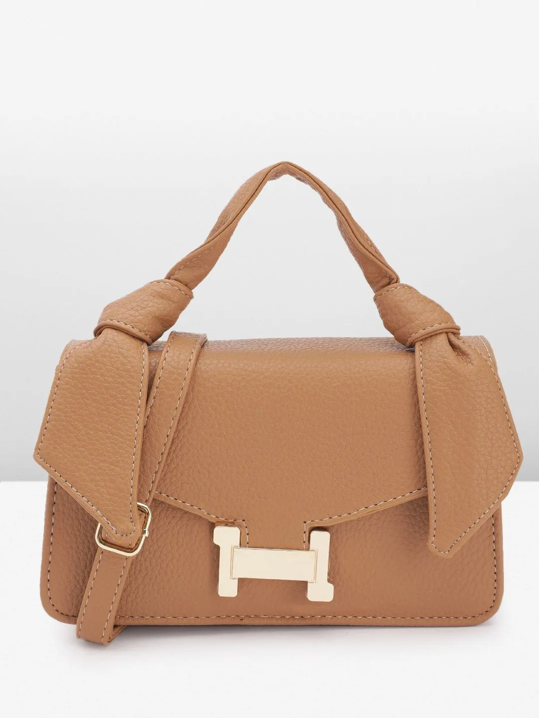 DressBerry Brand Logo Embossed Textured Satchel