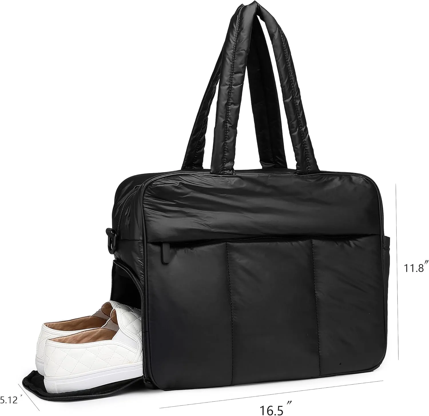 Duffel Weekender Bag, Puffer Tote Gym Bag for Women, Large Capacity Travel Duffle Bags with Shoe Compartment