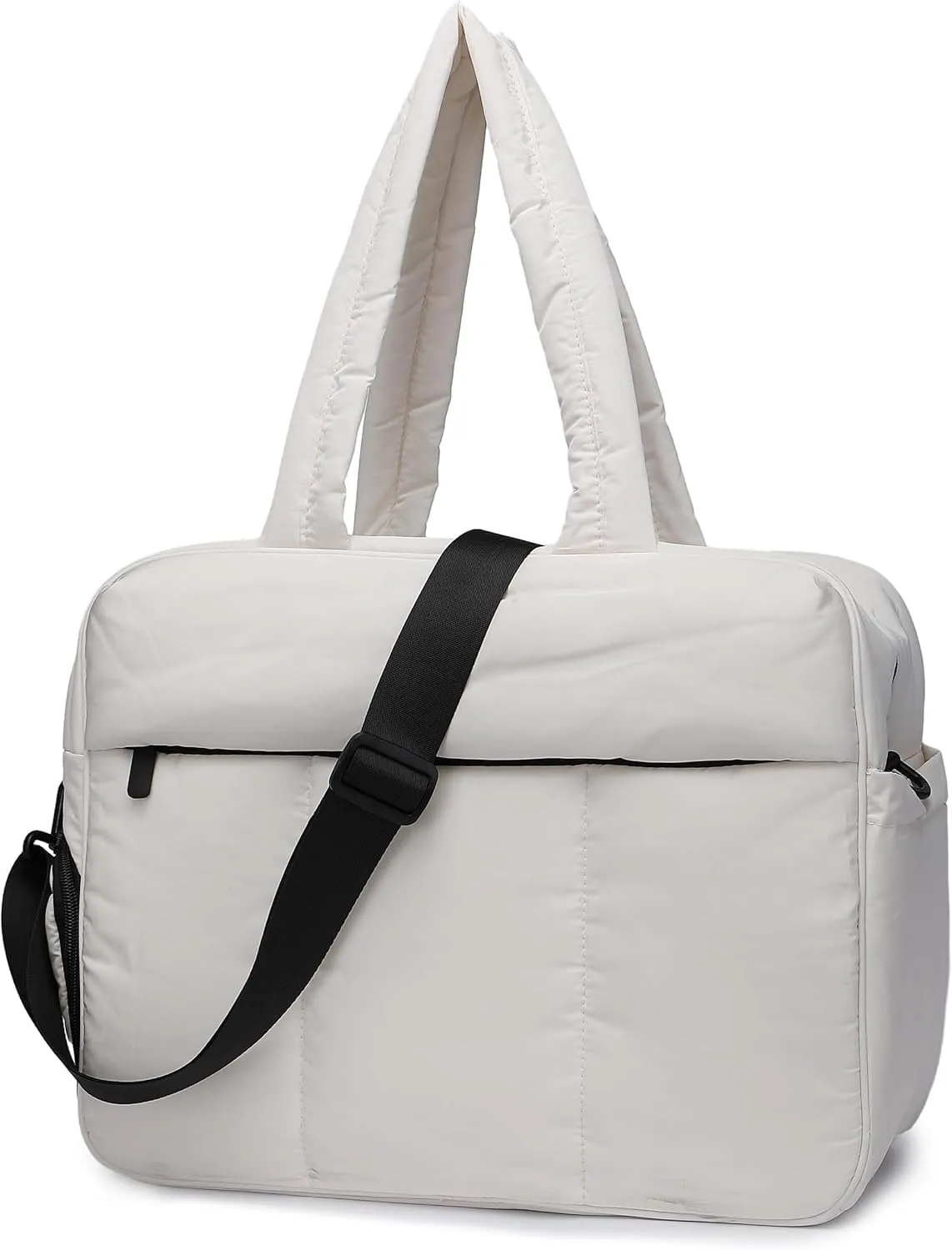 Duffel Weekender Bag, Puffer Tote Gym Bag for Women, Large Capacity Travel Duffle Bags with Shoe Compartment