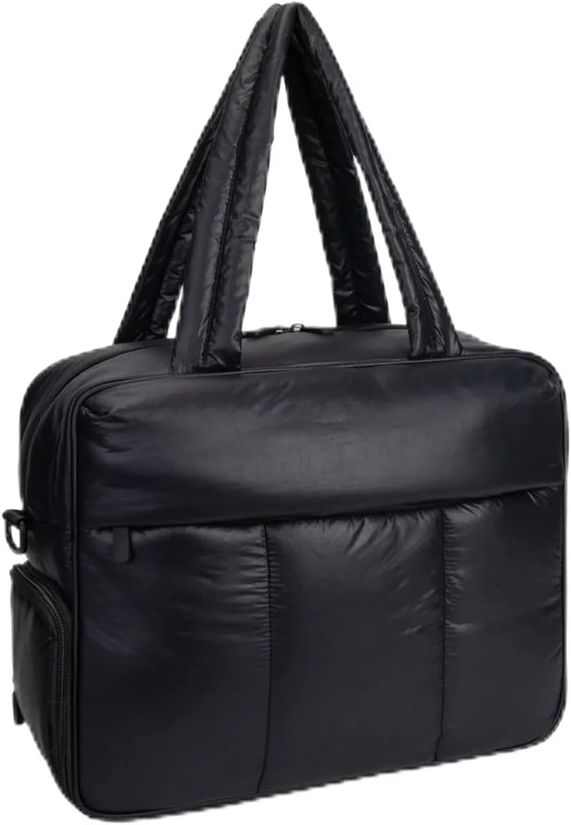 Duffel Weekender Bag, Puffer Tote Gym Bag for Women, Large Capacity Travel Duffle Bags with Shoe Compartment