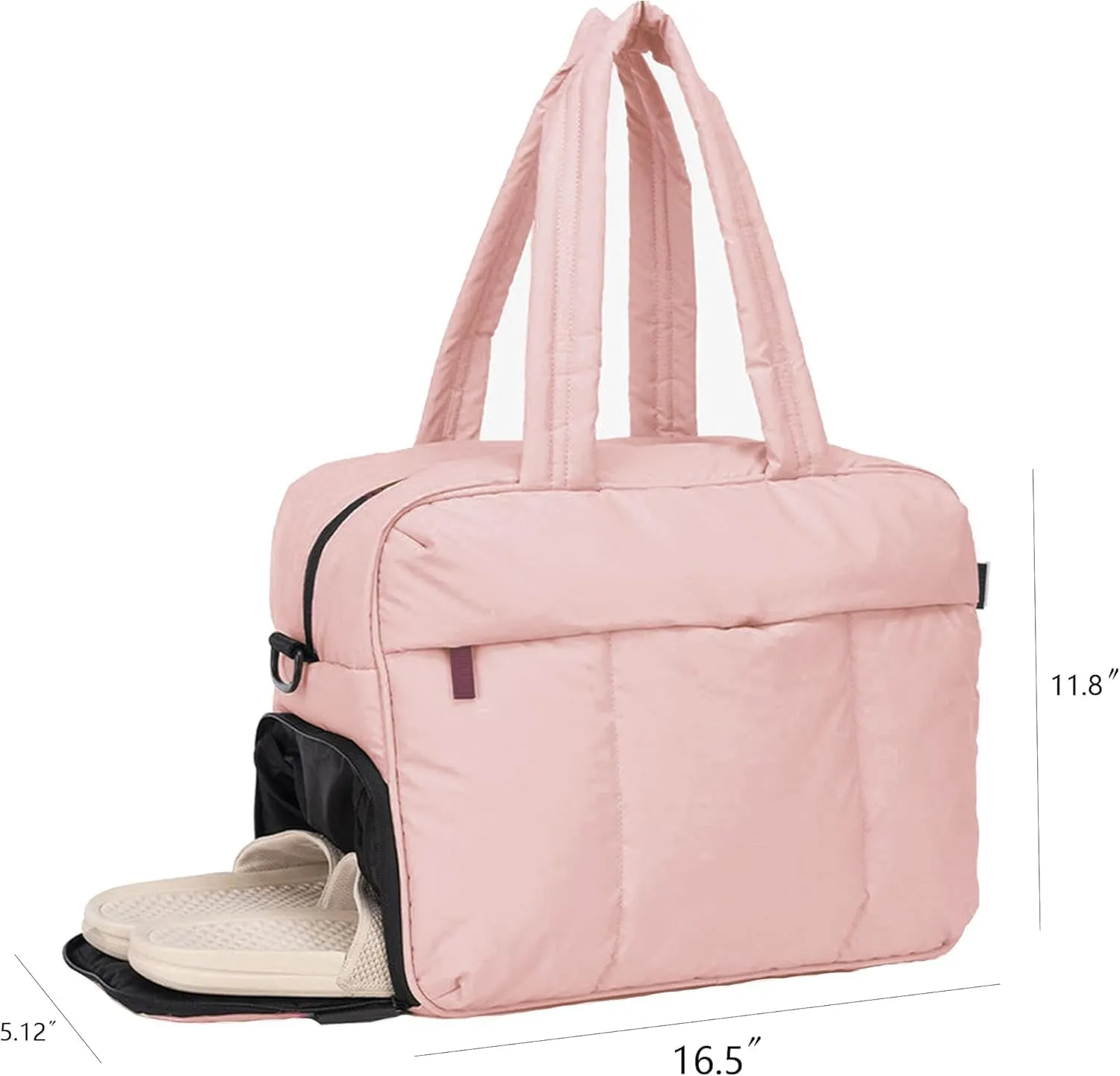 Duffel Weekender Bag, Puffer Tote Gym Bag for Women, Large Capacity Travel Duffle Bags with Shoe Compartment