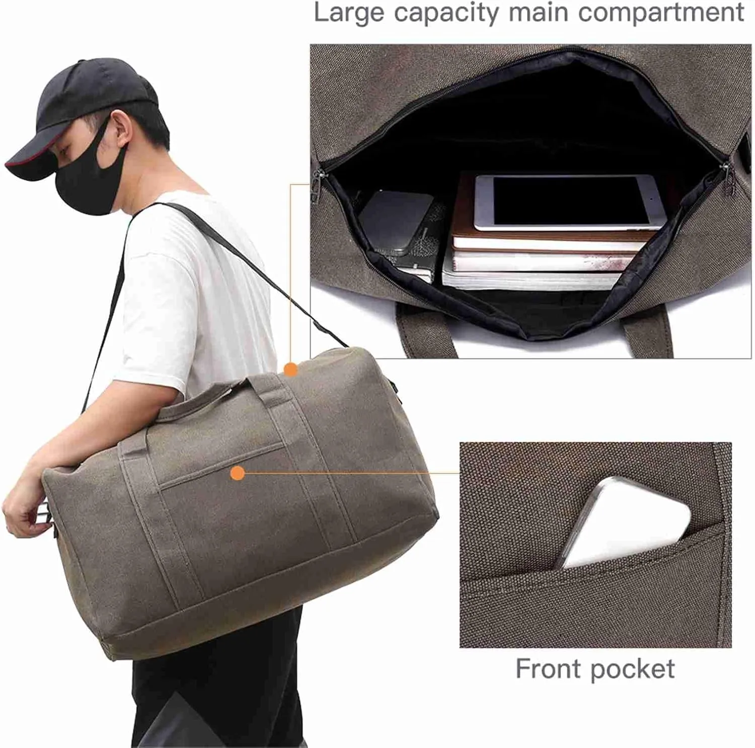 Duffle Bag For Travel, Large Capacity Travel Bag can Hold 15.6 Inch Laptop Travel Toiletry Bag Weekender Bags For Women with Haul Handles for Men and Women Travel Work Gym